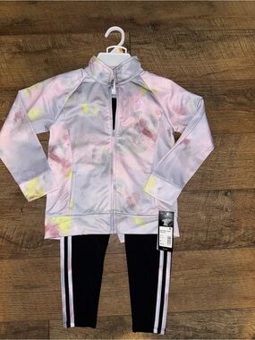 adidas Girls' Pastel Tie-Dye Zip Jacket with Black Leggings